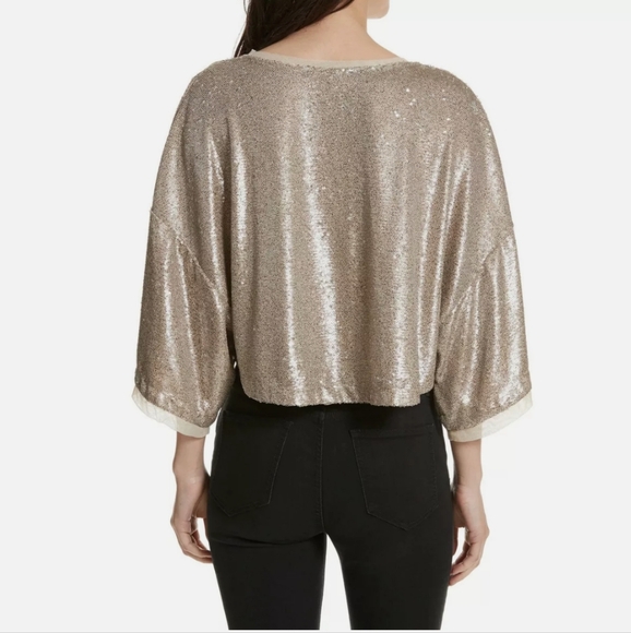 NWT Free People Champagne Sequins Top in Small - Picture 2 of 9